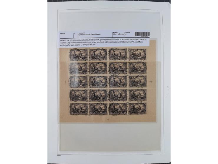 1872/1945, reichhaltige gestempelte Sammlung in 3 Bänden, dabei Brustschilde mit u.a. 21b und 27b + c, danach Mi. 66 (3), 78 
