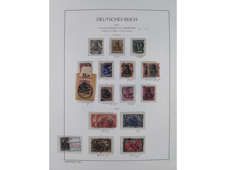 1872/1945, reichhaltige gestempelte Sammlung in 3 Bänden, dabei Brustschilde mit u.a. 21b und 27b + c, danach Mi. 66 (3), 78 