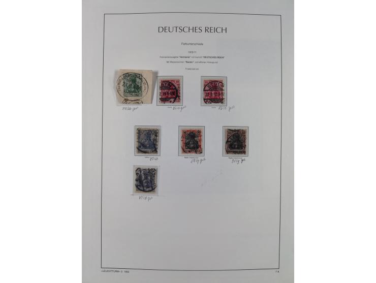1872/1945, reichhaltige gestempelte Sammlung in 3 Bänden, dabei Brustschilde mit u.a. 21b und 27b + c, danach Mi. 66 (3), 78 