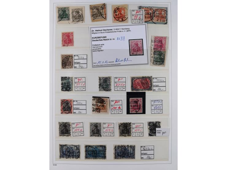 1872/1945, reichhaltige gestempelte Sammlung in 3 Bänden, dabei Brustschilde mit u.a. 21b und 27b + c, danach Mi. 66 (3), 78 