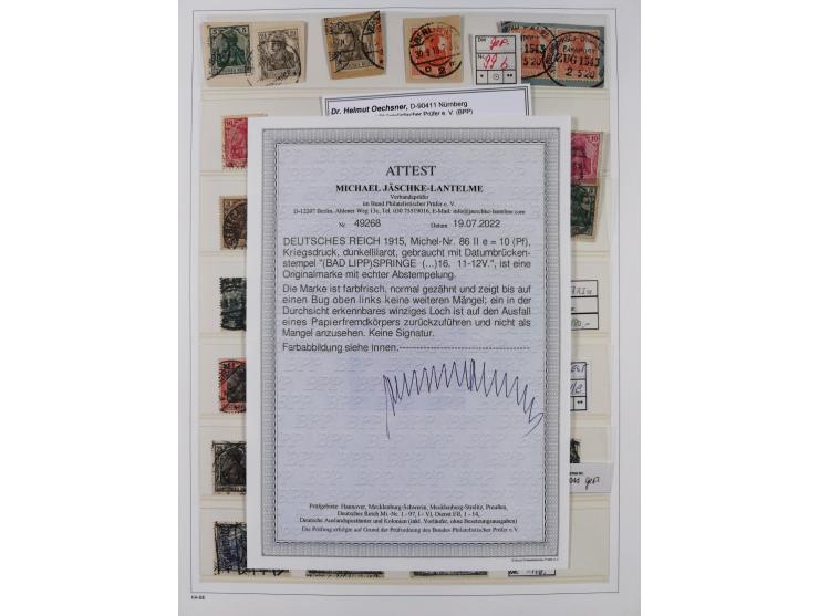 1872/1945, reichhaltige gestempelte Sammlung in 3 Bänden, dabei Brustschilde mit u.a. 21b und 27b + c, danach Mi. 66 (3), 78 