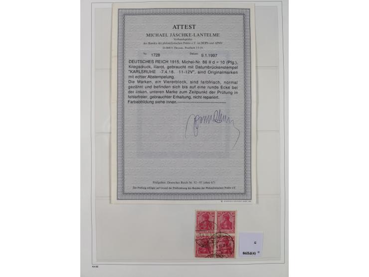 1872/1945, reichhaltige gestempelte Sammlung in 3 Bänden, dabei Brustschilde mit u.a. 21b und 27b + c, danach Mi. 66 (3), 78 