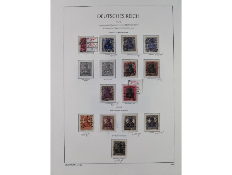 1872/1945, reichhaltige gestempelte Sammlung in 3 Bänden, dabei Brustschilde mit u.a. 21b und 27b + c, danach Mi. 66 (3), 78 