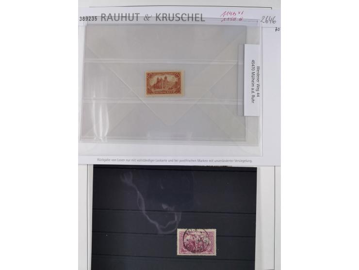 1872/1945, reichhaltige gestempelte Sammlung in 3 Bänden, dabei Brustschilde mit u.a. 21b und 27b + c, danach Mi. 66 (3), 78 