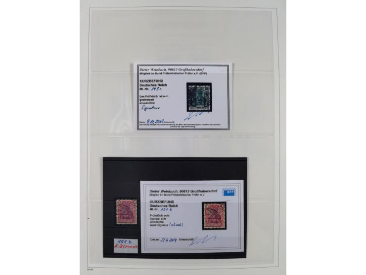 1872/1945, reichhaltige gestempelte Sammlung in 3 Bänden, dabei Brustschilde mit u.a. 21b und 27b + c, danach Mi. 66 (3), 78 