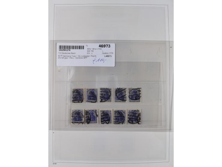 1872/1945, reichhaltige gestempelte Sammlung in 3 Bänden, dabei Brustschilde mit u.a. 21b und 27b + c, danach Mi. 66 (3), 78 
