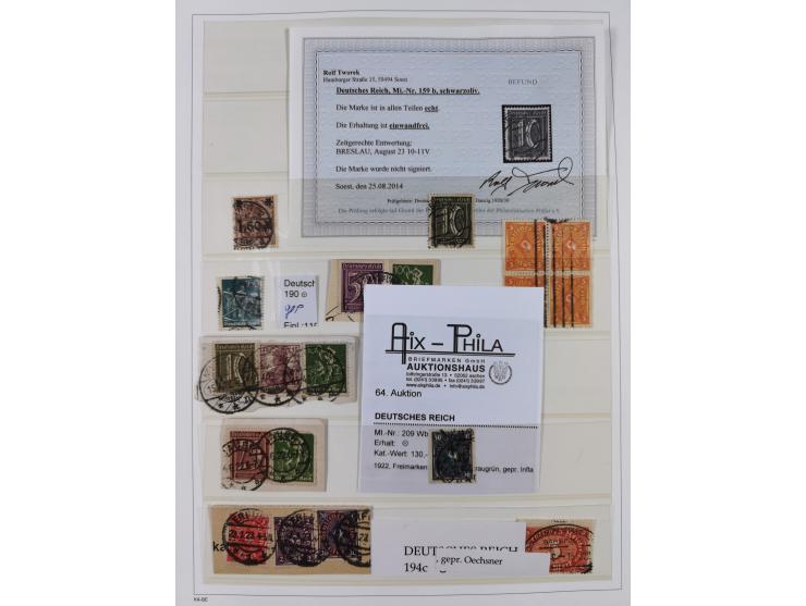 1872/1945, reichhaltige gestempelte Sammlung in 3 Bänden, dabei Brustschilde mit u.a. 21b und 27b + c, danach Mi. 66 (3), 78 