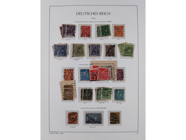 1872/1945, reichhaltige gestempelte Sammlung in 3 Bänden, dabei Brustschilde mit u.a. 21b und 27b + c, danach Mi. 66 (3), 78 