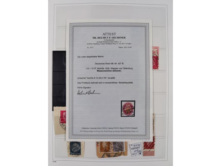 1872/1945, reichhaltige gestempelte Sammlung in 3 Bänden, dabei Brustschilde mit u.a. 21b und 27b + c, danach Mi. 66 (3), 78 