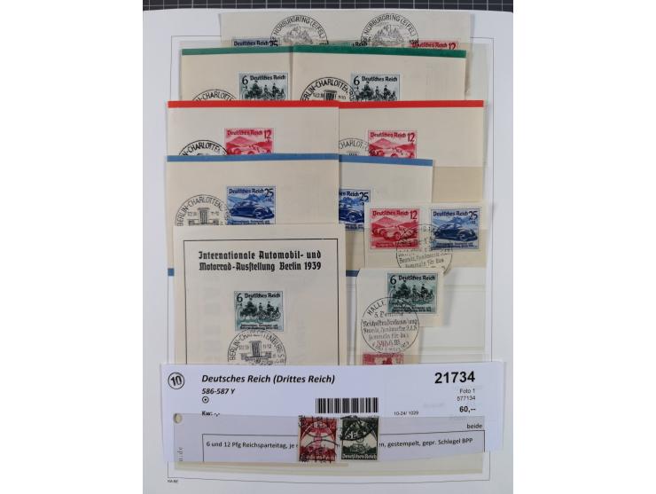 1872/1945, reichhaltige gestempelte Sammlung in 3 Bänden, dabei Brustschilde mit u.a. 21b und 27b + c, danach Mi. 66 (3), 78 