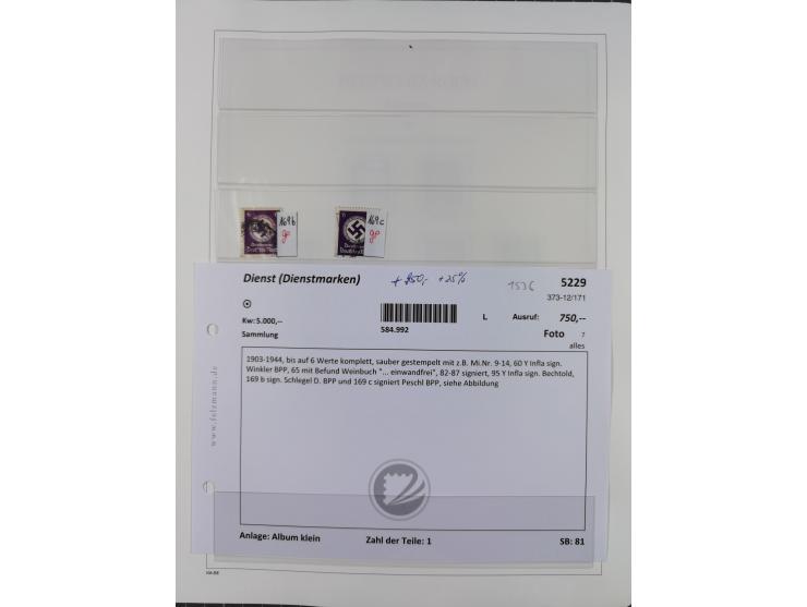 1872/1945, reichhaltige gestempelte Sammlung in 3 Bänden, dabei Brustschilde mit u.a. 21b und 27b + c, danach Mi. 66 (3), 78 