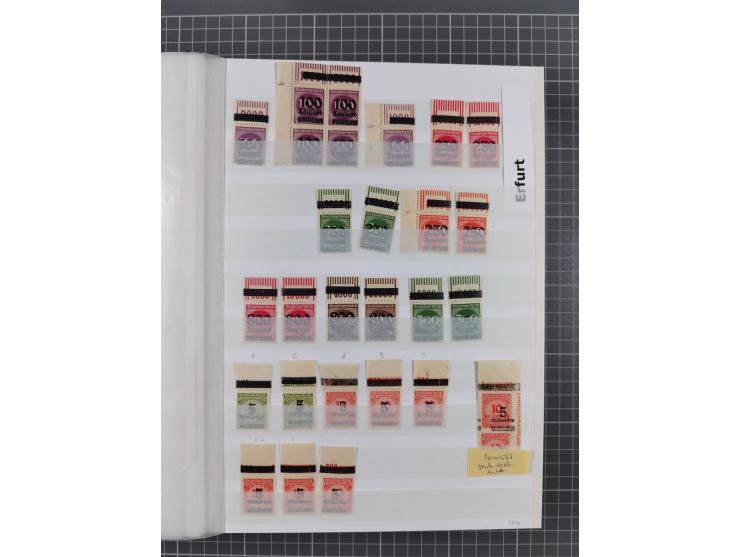 1923, OPD-Drucke, postfrische Sammlung von etwa 250 Stück, nach Orten sortiert, dabei Münster 289a und 293 (signiert Infla bz