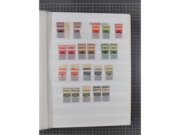 1923, OPD-Drucke, postfrische Sammlung von etwa 250 Stück, nach Orten sortiert, dabei Münster 289a und 293 (signiert Infla bz