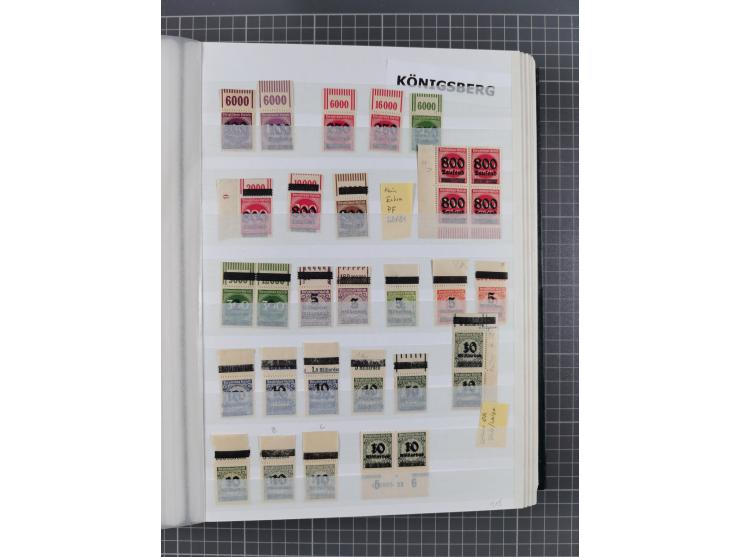 1923, OPD-Drucke, postfrische Sammlung von etwa 250 Stück, nach Orten sortiert, dabei Münster 289a und 293 (signiert Infla bz