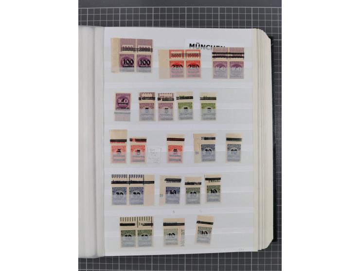 1923, OPD-Drucke, postfrische Sammlung von etwa 250 Stück, nach Orten sortiert, dabei Münster 289a und 293 (signiert Infla bz