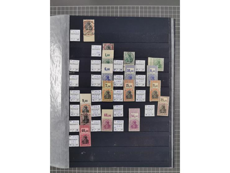 1915/44 (ca.), postfrische, wenig ungebrauchte und gestempelte Partie Oberrandstücke, einige 100 Stück, überwiegend Infla mit