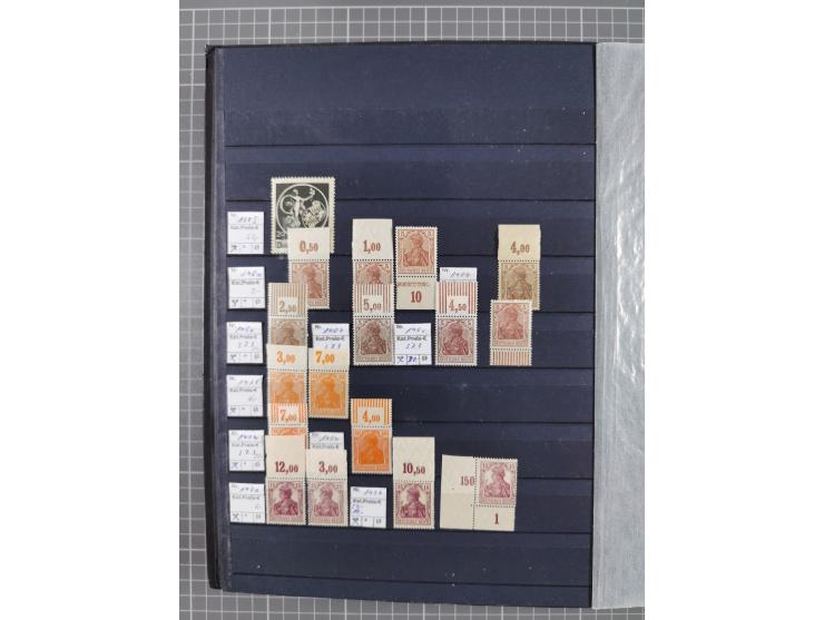 1915/44 (ca.), postfrische, wenig ungebrauchte und gestempelte Partie Oberrandstücke, einige 100 Stück, überwiegend Infla mit