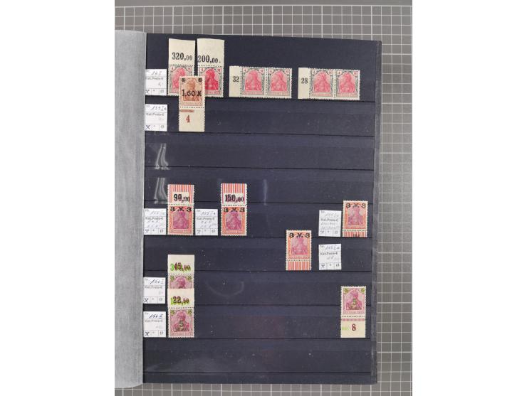 1915/44 (ca.), postfrische, wenig ungebrauchte und gestempelte Partie Oberrandstücke, einige 100 Stück, überwiegend Infla mit