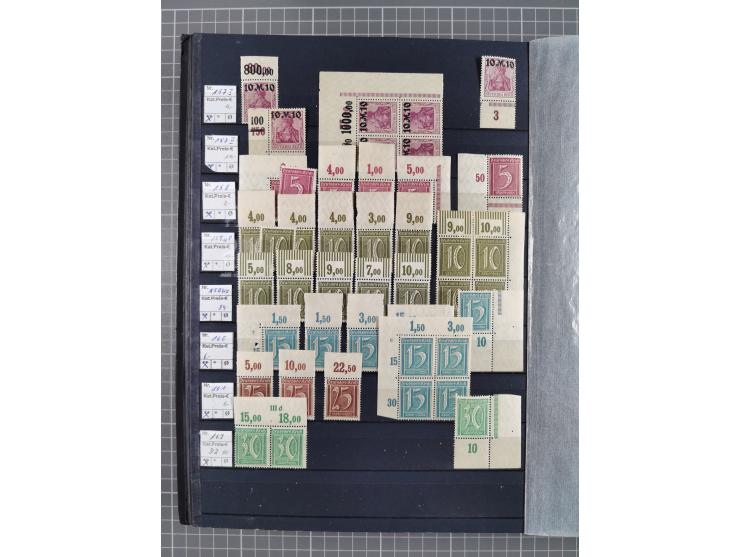 1915/44 (ca.), postfrische, wenig ungebrauchte und gestempelte Partie Oberrandstücke, einige 100 Stück, überwiegend Infla mit