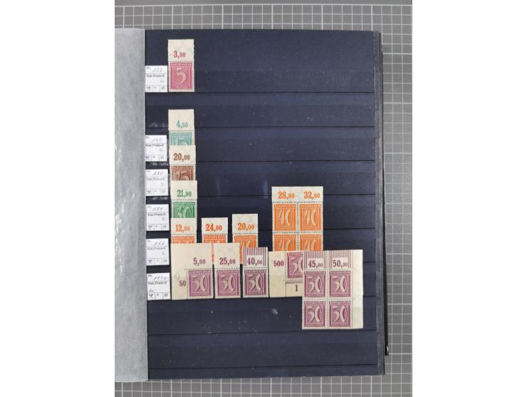 1915/44 (ca.), postfrische, wenig ungebrauchte und gestempelte Partie Oberrandstücke, einige 100 Stück, überwiegend Infla mit