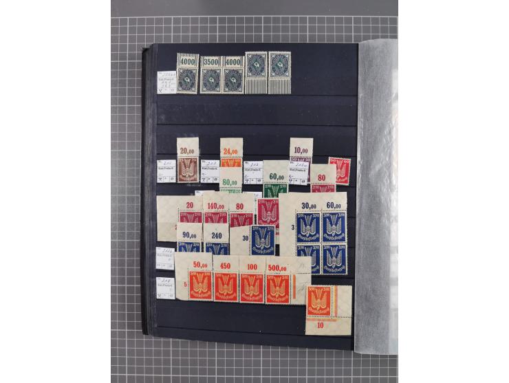 1915/44 (ca.), postfrische, wenig ungebrauchte und gestempelte Partie Oberrandstücke, einige 100 Stück, überwiegend Infla mit