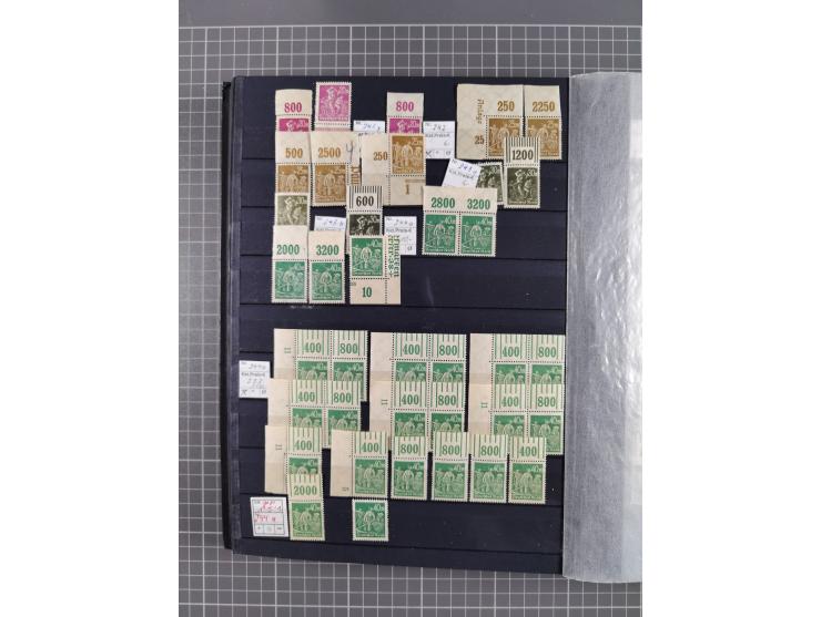 1915/44 (ca.), postfrische, wenig ungebrauchte und gestempelte Partie Oberrandstücke, einige 100 Stück, überwiegend Infla mit