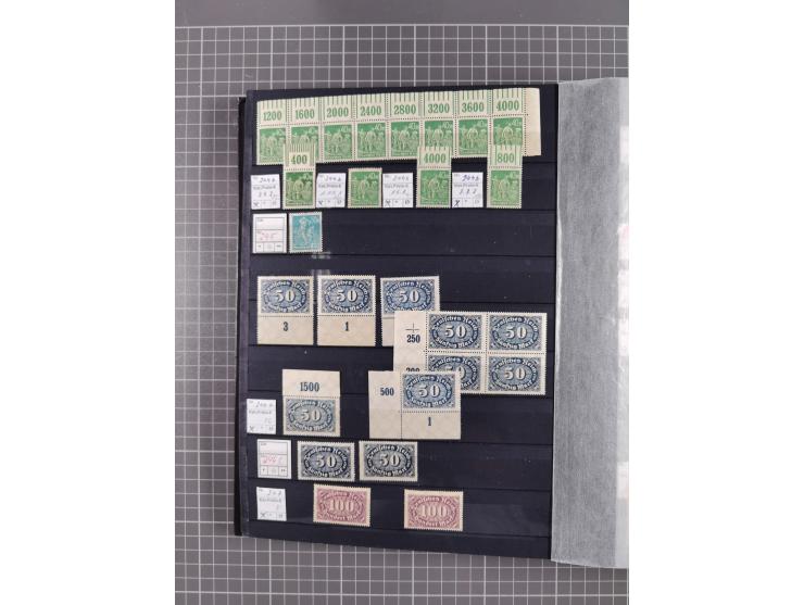 1915/44 (ca.), postfrische, wenig ungebrauchte und gestempelte Partie Oberrandstücke, einige 100 Stück, überwiegend Infla mit