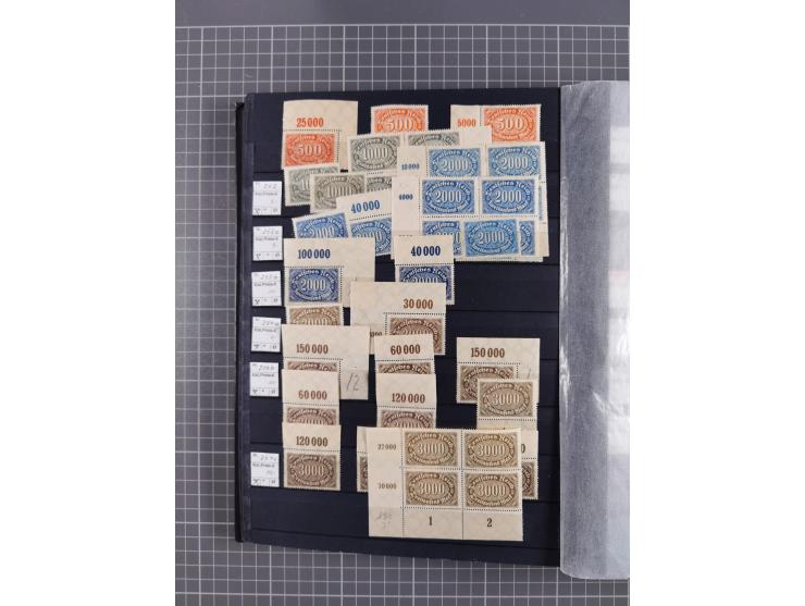 1915/44 (ca.), postfrische, wenig ungebrauchte und gestempelte Partie Oberrandstücke, einige 100 Stück, überwiegend Infla mit