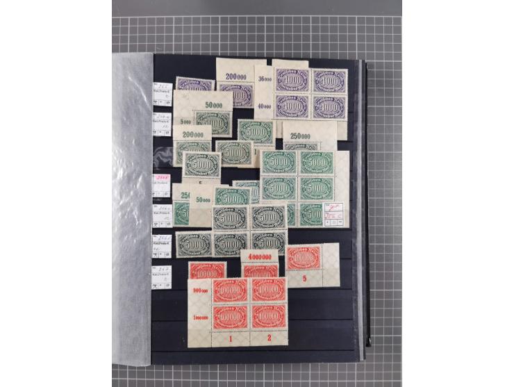 1915/44 (ca.), postfrische, wenig ungebrauchte und gestempelte Partie Oberrandstücke, einige 100 Stück, überwiegend Infla mit