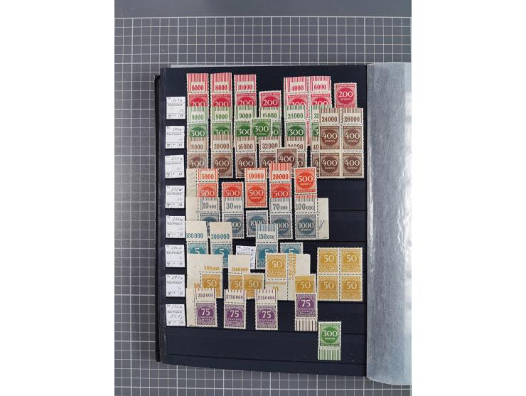 1915/44 (ca.), postfrische, wenig ungebrauchte und gestempelte Partie Oberrandstücke, einige 100 Stück, überwiegend Infla mit