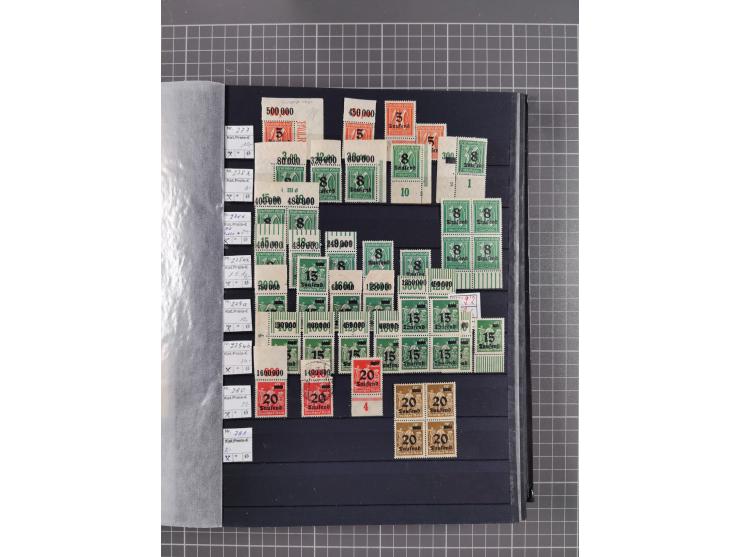 1915/44 (ca.), postfrische, wenig ungebrauchte und gestempelte Partie Oberrandstücke, einige 100 Stück, überwiegend Infla mit