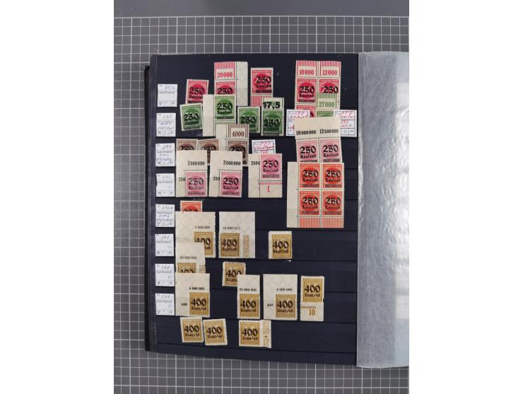 1915/44 (ca.), postfrische, wenig ungebrauchte und gestempelte Partie Oberrandstücke, einige 100 Stück, überwiegend Infla mit