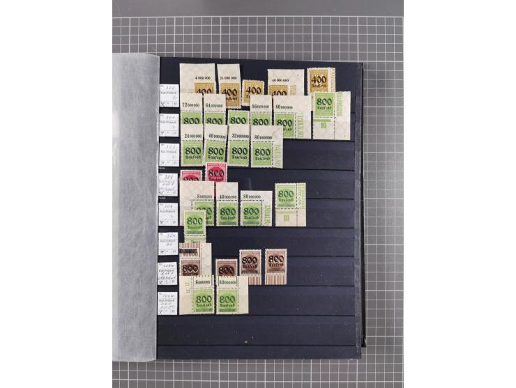 1915/44 (ca.), postfrische, wenig ungebrauchte und gestempelte Partie Oberrandstücke, einige 100 Stück, überwiegend Infla mit