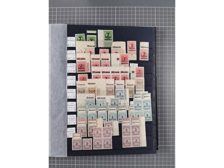 1915/44 (ca.), postfrische, wenig ungebrauchte und gestempelte Partie Oberrandstücke, einige 100 Stück, überwiegend Infla mit