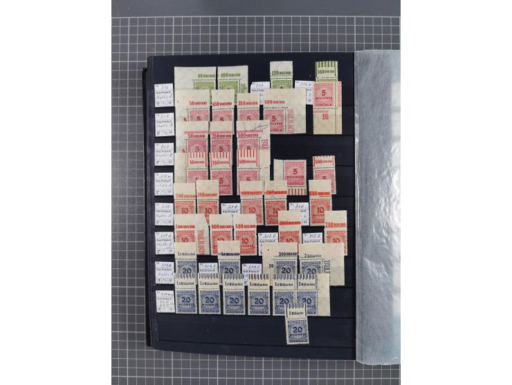 1915/44 (ca.), postfrische, wenig ungebrauchte und gestempelte Partie Oberrandstücke, einige 100 Stück, überwiegend Infla mit