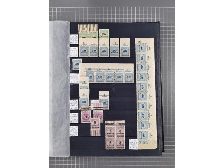 1915/44 (ca.), postfrische, wenig ungebrauchte und gestempelte Partie Oberrandstücke, einige 100 Stück, überwiegend Infla mit