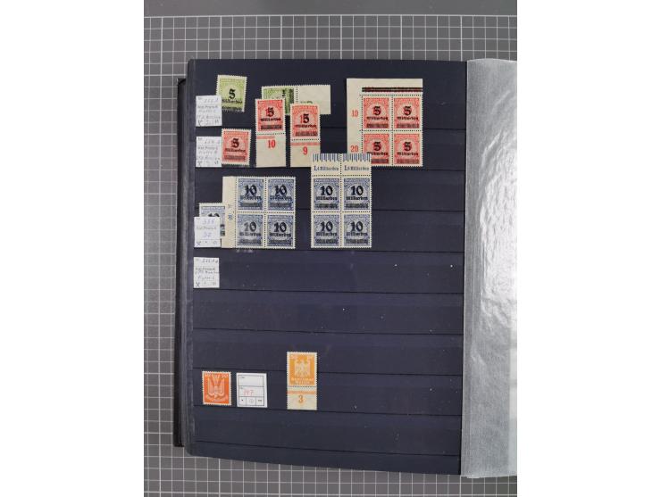 1915/44 (ca.), postfrische, wenig ungebrauchte und gestempelte Partie Oberrandstücke, einige 100 Stück, überwiegend Infla mit