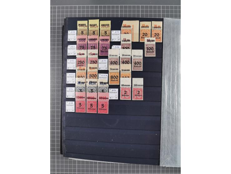 1915/44 (ca.), postfrische, wenig ungebrauchte und gestempelte Partie Oberrandstücke, einige 100 Stück, überwiegend Infla mit