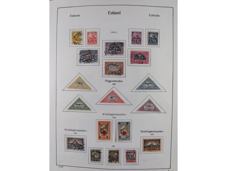 1918/1954, used and unused collections Estonia incl. e.g. Mi.-Nr. 29AUw (2), 164x MNH, Latvia, Lithuania incl. Mi.-Nr. 141F u