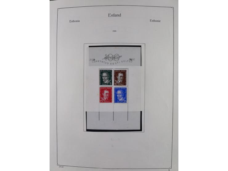 1918/1954, used and unused collections Estonia incl. e.g. Mi.-Nr. 29AUw (2), 164x MNH, Latvia, Lithuania incl. Mi.-Nr. 141F u