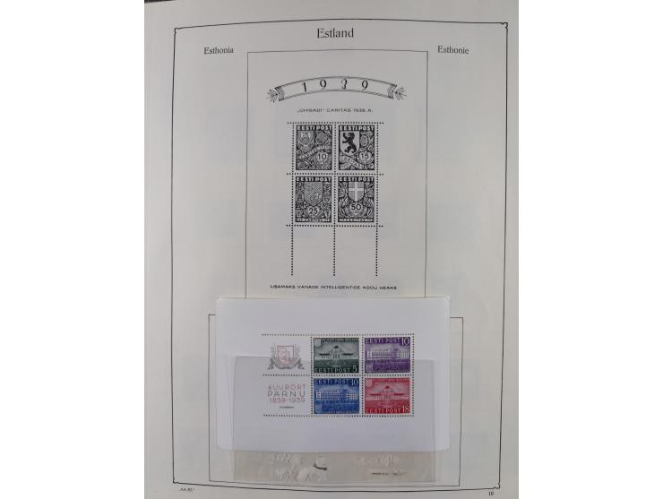 1918/1954, used and unused collections Estonia incl. e.g. Mi.-Nr. 29AUw (2), 164x MNH, Latvia, Lithuania incl. Mi.-Nr. 141F u