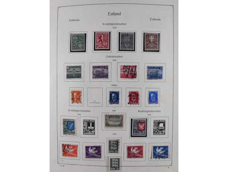 1918/1954, used and unused collections Estonia incl. e.g. Mi.-Nr. 29AUw (2), 164x MNH, Latvia, Lithuania incl. Mi.-Nr. 141F u