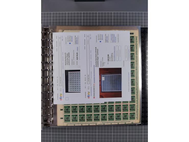 1900/23, reichhaltige und umfangreiche Bogensammlung in 9 Alben, vielfach spezialisiert nach Plattennummern, Farben und Typen