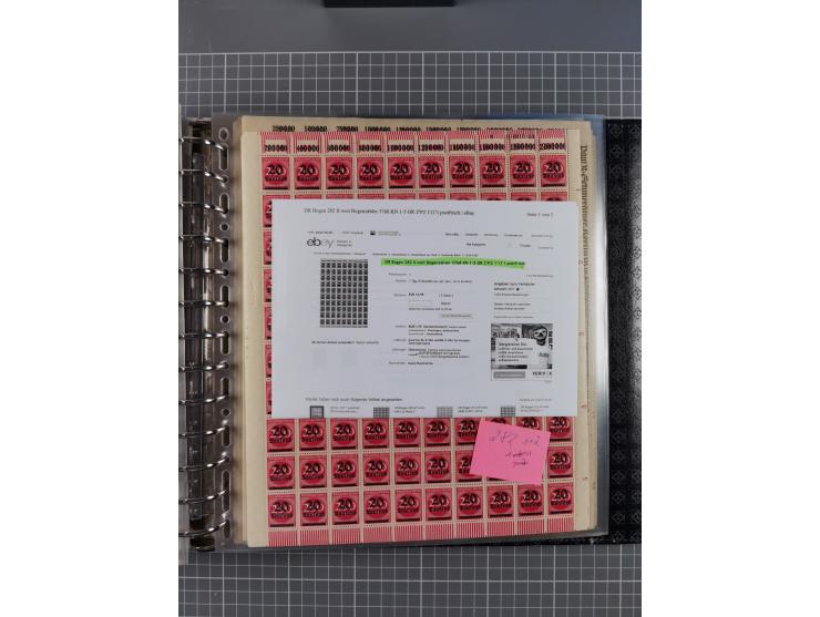 1900/23, reichhaltige und umfangreiche Bogensammlung in 9 Alben, vielfach spezialisiert nach Plattennummern, Farben und Typen