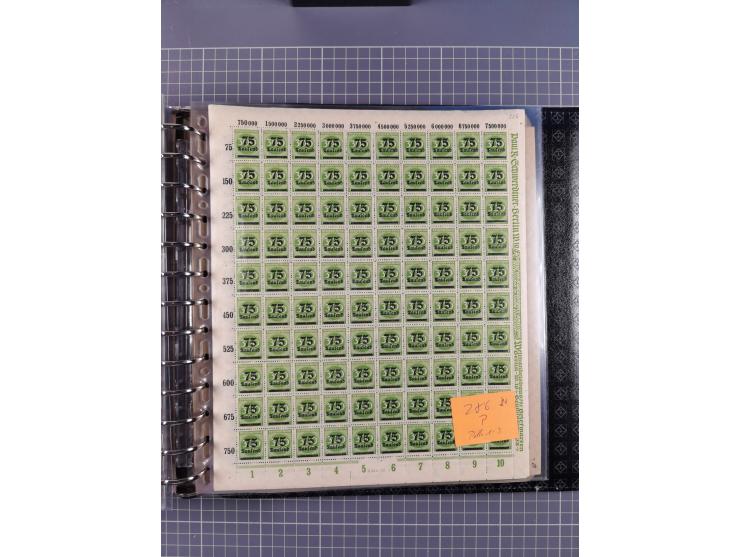 1900/23, reichhaltige und umfangreiche Bogensammlung in 9 Alben, vielfach spezialisiert nach Plattennummern, Farben und Typen