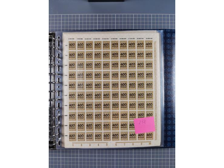 1900/23, reichhaltige und umfangreiche Bogensammlung in 9 Alben, vielfach spezialisiert nach Plattennummern, Farben und Typen