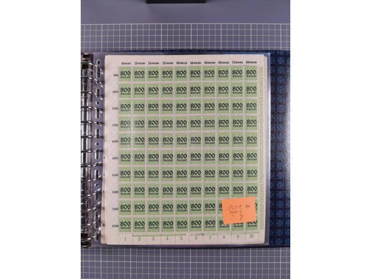 1900/23, reichhaltige und umfangreiche Bogensammlung in 9 Alben, vielfach spezialisiert nach Plattennummern, Farben und Typen
