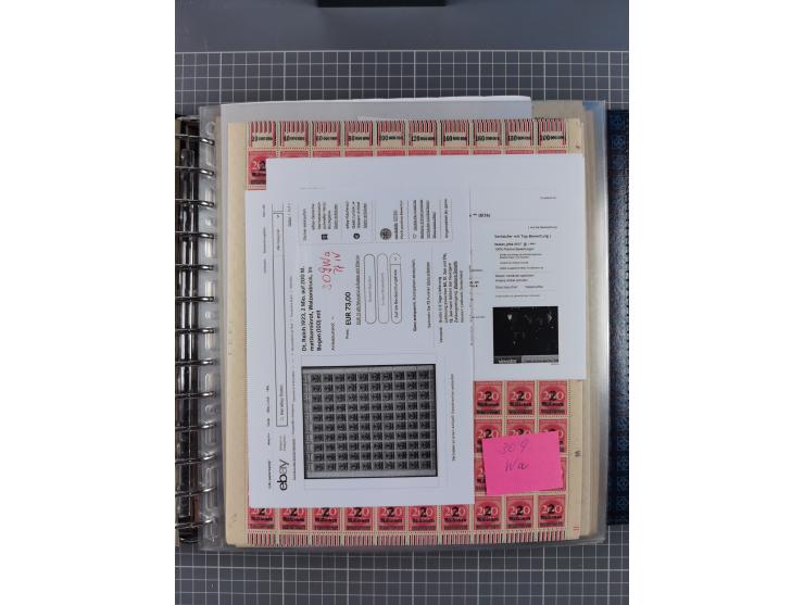 1900/23, reichhaltige und umfangreiche Bogensammlung in 9 Alben, vielfach spezialisiert nach Plattennummern, Farben und Typen