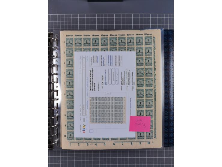 1900/23, reichhaltige und umfangreiche Bogensammlung in 9 Alben, vielfach spezialisiert nach Plattennummern, Farben und Typen