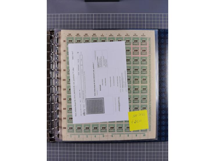 1900/23, reichhaltige und umfangreiche Bogensammlung in 9 Alben, vielfach spezialisiert nach Plattennummern, Farben und Typen